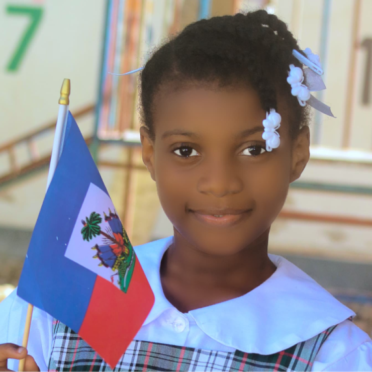 Girl with Haiti flag photo