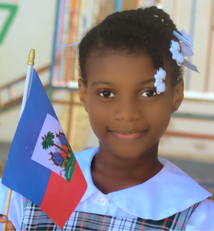 Girl with Haiti flag photo